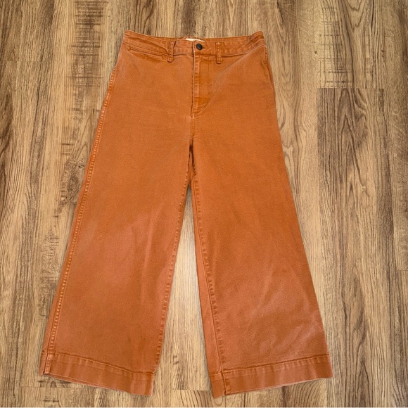 Madewell Womens 29  Emmett Wide-Leg Crop Pants Burnt orange high waisted - Picture 4 of 10